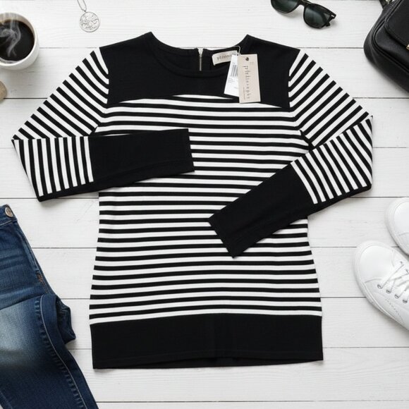 Philosophy Sweaters - Philosophy Republic Clothing Black & White Striped Knit Top